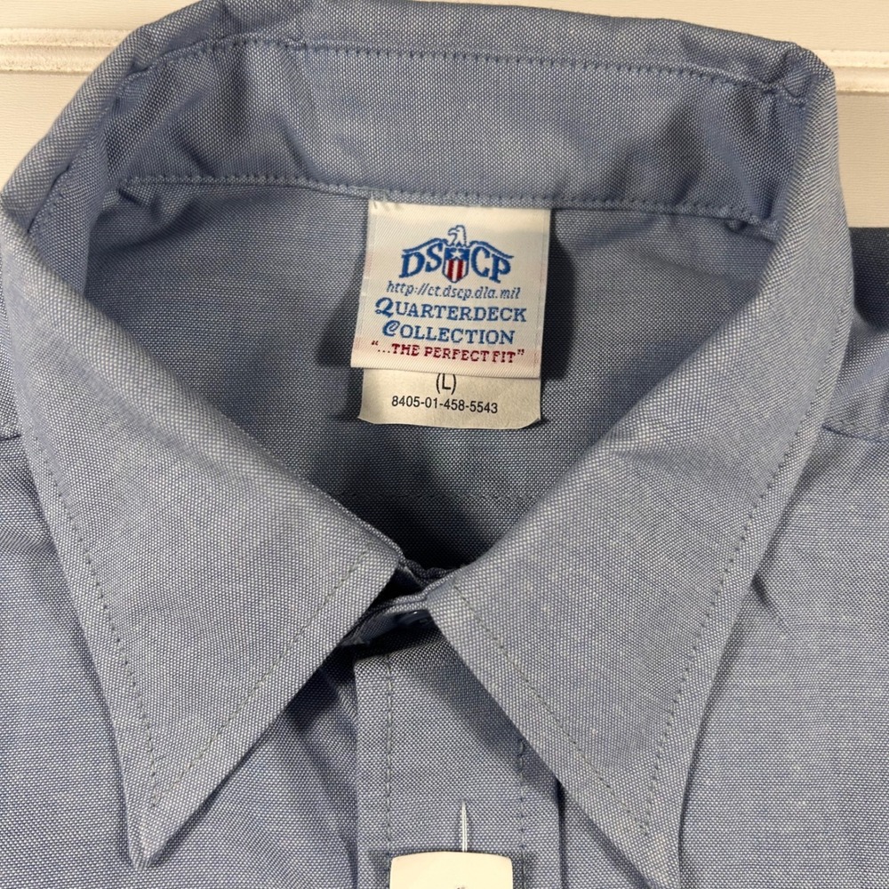 NWT DSCP Quarterdeck Collection Chambray SS Shirt Mens L Blue 8405-01-458-5543 - Picture 3 of 14